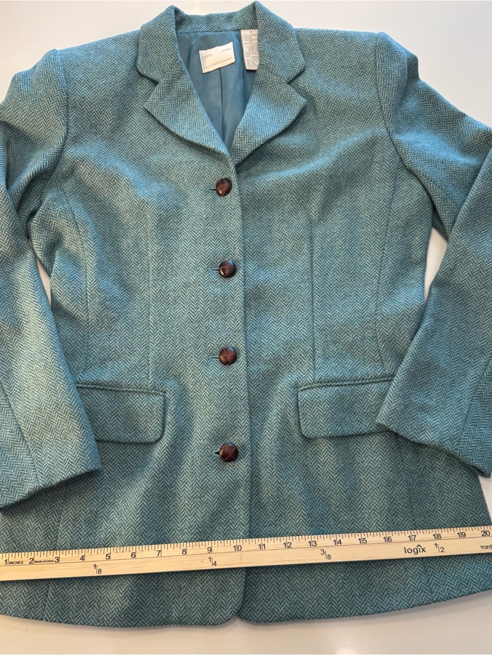 Emma James Green Herringbone Tailored Blazer - Picture 6 of 9